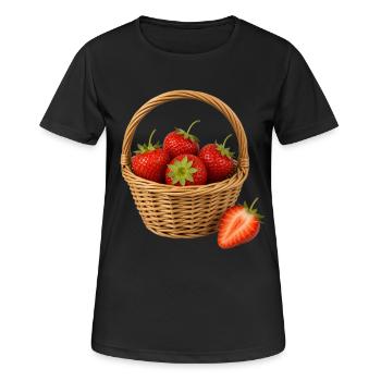 Ein Erdbeerkorb Obst und Früchte Erdbeeren - Frauen T-Shirt atmungsaktiv - Schwarz - Vorne - AI Model Female 172 light (172cm)