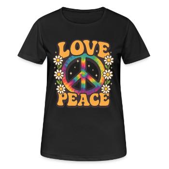 Love Peace 70s Retro - Women's Breathable T-Shirt - black - Front - AI Model Female 172 light (172cm)