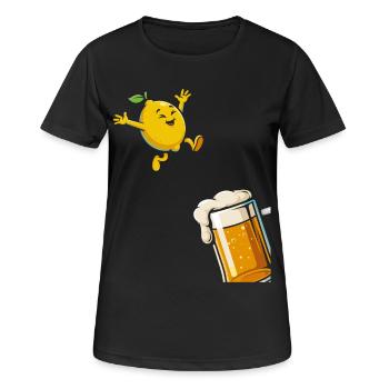 Bière Radler Citron drôle et verre à bière - T-shirt respirant Femme - noir - Devant - AI Model Female 172 light (172cm)