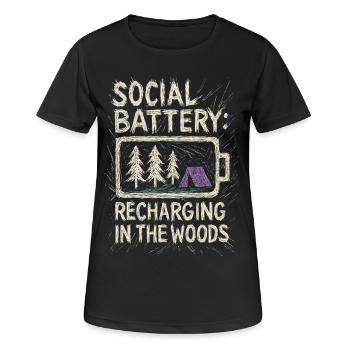 La batterie sociale se recharge dans les bois - T-shirt respirant Femme - noir - Devant - AI Model Female 172 light (172cm)
