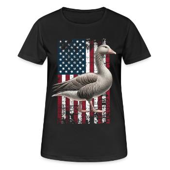 Pilgrim Goose US Pilgrim Gans - Frauen T-Shirt atmungsaktiv - Schwarz - Vorne - AI Model Female 172 light (172cm)