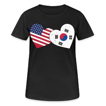 Südkorea und US-Flagge Amerikanisch Koreanisch - Frauen T-Shirt atmungsaktiv - Schwarz - Vorne - AI Model Female 172 light (172cm)