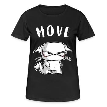 Chat comique agacé « BOUGE » - T-shirt sarcasme - T-shirt respirant Femme - noir - Devant - AI Model Female 172 light (172cm)