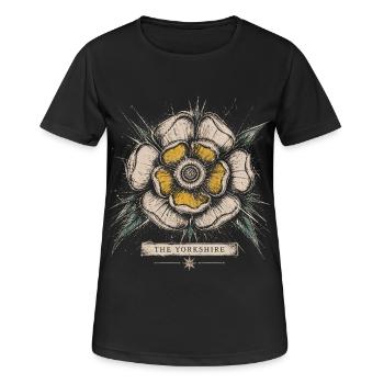 Das Yorkshire White Rose Vintage-Emblem-Design - Frauen T-Shirt atmungsaktiv - Schwarz - Vorne - AI Model Female 172 light (172cm)