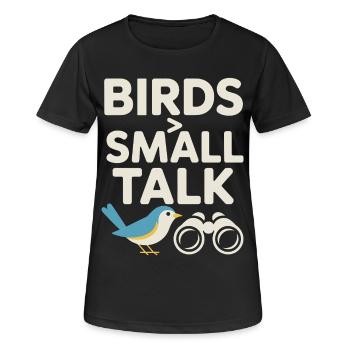 Bird talks: A little chat - Women's Breathable T-Shirt - black - Front - AI Model Female 172 light (172cm)