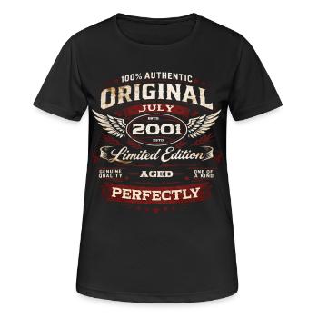 25. Geburtstag Geschenk Original Juli 2001 - Frauen T-Shirt atmungsaktiv - Schwarz - Vorne - AI Model Female 172 light (172cm)
