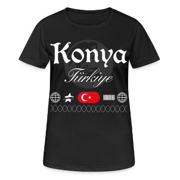 Konya Turkey Streetwear Travel Souvenir - Women's Breathable T-Shirt - black - Front - AI Model Female 172 light (172cm)