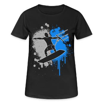 Kite Surfing Kitesurf Farbklecks Kinder Kitesurfen - Frauen T-Shirt atmungsaktiv - Schwarz - Vorne - AI Model Female 172 light (172cm)