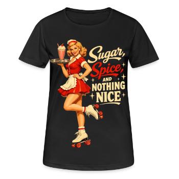Retro Pin Up Waitress on Roller Skates Diner - Women's Breathable T-Shirt - black - Front - AI Model Female 172 light (172cm)