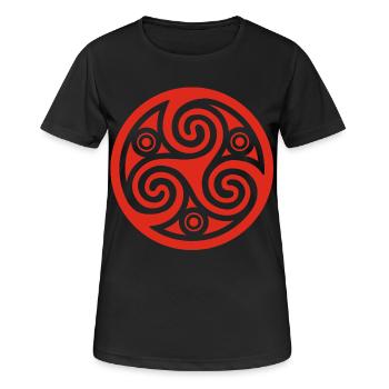 Cercle et spirale celte (rouge) - T-shirt respirant Femme - noir - Devant - AI Model Female 172 light (172cm)