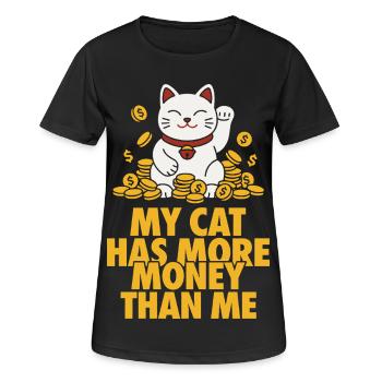 Mon chat a plus d’argent que moi - T-shirt respirant Femme - noir - Devant - AI Model Female 172 light (172cm)
