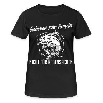 Geboren zum Angeln – Nicht Nebensachen - Frauen T-Shirt atmungsaktiv - Schwarz - Vorne - AI Model Female 172 light (172cm)