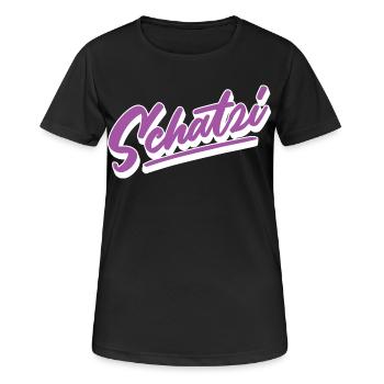 Schatzi - Frauen T-Shirt atmungsaktiv - Schwarz - Vorne - AI Model Female 172 light (172cm)
