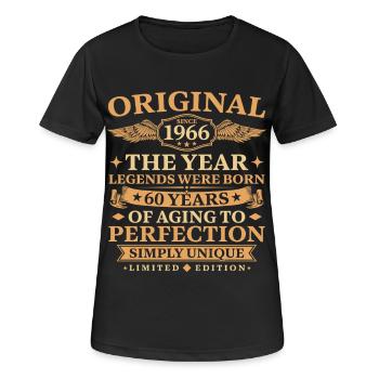 Original since 1966 Birthday 60 Years - Frauen T-Shirt atmungsaktiv - Schwarz - Vorne - AI Model Female 172 light (172cm)