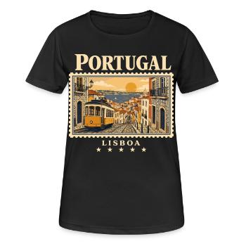 Lissabon Sonne und Gassenzauber - Frauen T-Shirt atmungsaktiv - Schwarz - Vorne - AI Model Female 172 light (172cm)