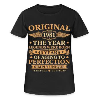Original depuis 1981 anniversaire 45 ans - T-shirt respirant Femme - noir - Devant - AI Model Female 172 light (172cm)