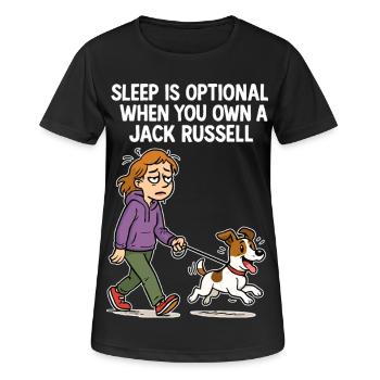 Müder Hundebesitzer & Jack Russell Comic - Frauen T-Shirt atmungsaktiv - Schwarz - Vorne - AI Model Female 172 light (172cm)