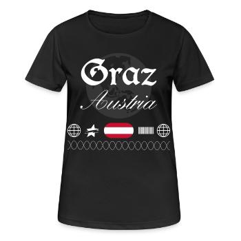 Graz Österreich Streetwear Reise Souvenir - Frauen T-Shirt atmungsaktiv - Schwarz - Vorne - AI Model Female 172 light (172cm)