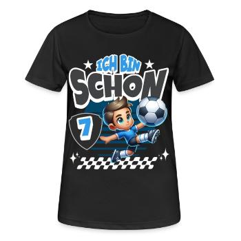 7. Geburtstag Fußball - Frauen T-Shirt atmungsaktiv - Schwarz - Vorne - AI Model Female 172 light (172cm)