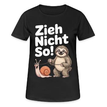 Schnecke Faultier - Frauen T-Shirt atmungsaktiv - Schwarz - Vorne - AI Model Female 172 light (172cm)