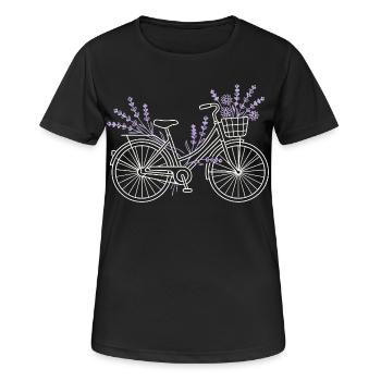 Fleurs de vélo lavande vintage - T-shirt respirant Femme - noir - Devant - AI Model Female 172 light (172cm)