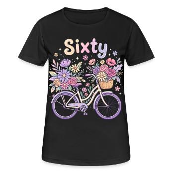 60e anniversaire du Vélo Floral de Soixante Fleurs - T-shirt respirant Femme - noir - Devant - AI Model Female 172 light (172cm)
