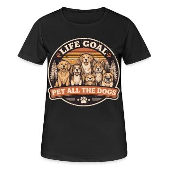 Objectif Vie Caresser Tous Les Chiens | Rétro - T-shirt respirant Femme - noir - Devant - AI Model Female 172 light (172cm)