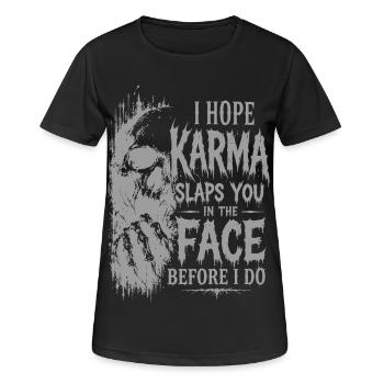 Design vintage de crâne avec humour noir - T-shirt respirant Femme - noir - Devant - AI Model Female 172 light (172cm)