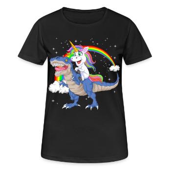 Cadeau amusant de dinosaure à chevauchement licorne pour un dinosaure magique - T-shirt respirant Femme - noir - Devant - AI Model Female 172 light (172cm)