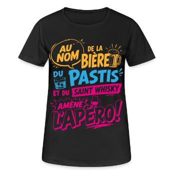 Lustiges französisches Aperitif Spruch Design | Hu - Frauen T-Shirt atmungsaktiv - Schwarz - Vorne - AI Model Female 172 light (172cm)