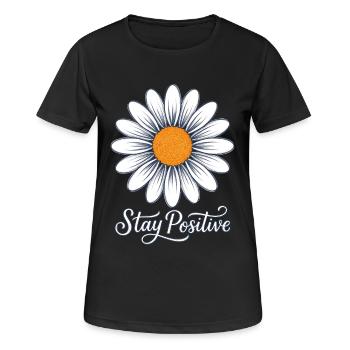 Daisy Flower stay positive Gänseblume sei positiv - Frauen T-Shirt atmungsaktiv - Schwarz - Vorne - AI Model Female 172 light (172cm)
