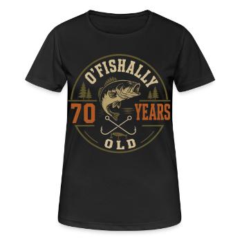 Officially 70 years | Humor Birthday Fishing - Women's Breathable T-Shirt - black - Front - AI Model Female 172 light (172cm)