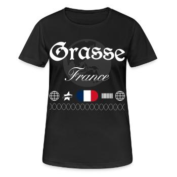 Grasse Frankreich Streetwear Reise Souvenir - Frauen T-Shirt atmungsaktiv - Schwarz - Vorne - AI Model Female 172 light (172cm)