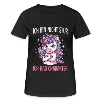 Ich bin nicht stur ich hab Charakter - Frauen T-Shirt atmungsaktiv - Schwarz - Vorne - AI Model Female 172 light (172cm)