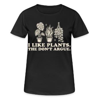 J’aime les plantes. Ils ne se disputent pas. - T-shirt respirant Femme - noir - Devant - AI Model Female 172 light (172cm)