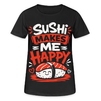 Sushi Makes Me Happy - Frauen T-Shirt atmungsaktiv - Schwarz - Vorne - AI Model Female 172 light (172cm)