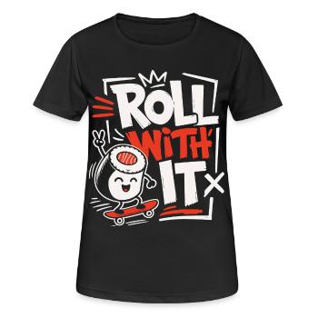 Roll With It Sushi Design - Frauen T-Shirt atmungsaktiv - Schwarz - Vorne - AI Model Female 172 light (172cm)