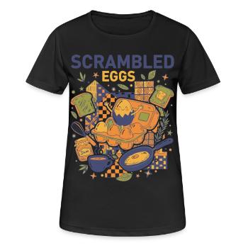 Petit-déjeuner, œufs brouillés, brunch drôle, café, nourriture - T-shirt respirant Femme - noir - Devant - AI Model Female 172 light (172cm)
