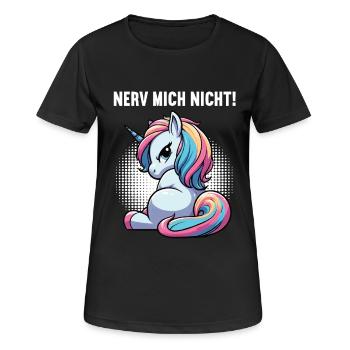 Nerv Mich Nicht Einhorn Einhörner Einhornfan  - Frauen T-Shirt atmungsaktiv - Schwarz - Vorne - AI Model Female 172 light (172cm)