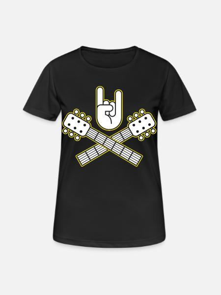Guitares croisées avec cuivres en forme de doigts - T-shirt respirant Femme - noir