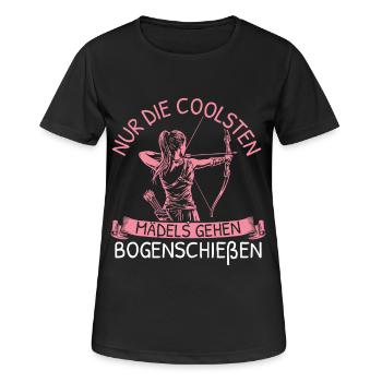 Die coolsten Mädels gehen Bogenschießen - Frauen T-Shirt atmungsaktiv - Schwarz - Vorne - AI Model Female 172 light (172cm)