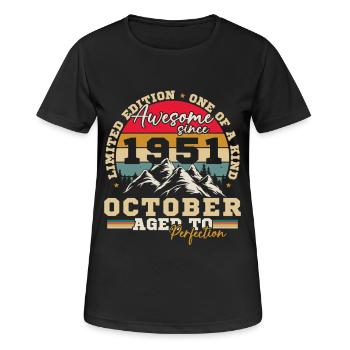October 1951 Vinatge Retro Birthday Gift - Women's Breathable T-Shirt - black - Front - AI Model Female 172 light (172cm)