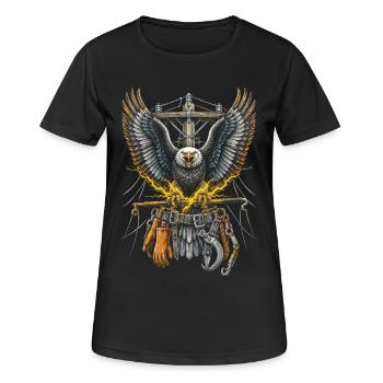 Leitungsmonteur Freileitungsmonteur - Frauen T-Shirt atmungsaktiv - Schwarz - Vorne - AI Model Female 172 light (172cm)
