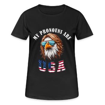 Meine Pronomen sind USA - Frauen T-Shirt atmungsaktiv - Schwarz - Vorne - AI Model Female 172 light (172cm)