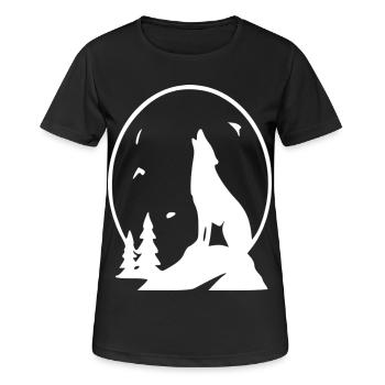 Wolf Night Moon Silhouette - Women's Breathable T-Shirt - black - Front - AI Model Female 172 light (172cm)