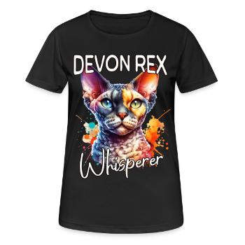 Devon Rex Whisperer - T-shirt respirant Femme - noir - Devant - AI Model Female 172 light (172cm)