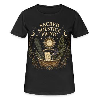 Midsummer Picnic - Mittsommer Picknick - Frauen T-Shirt atmungsaktiv - Schwarz - Vorne - AI Model Female 172 light (172cm)