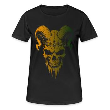 Crâne aux cornes - T-shirt respirant Femme - noir - Devant - AI Model Female 172 light (172cm)