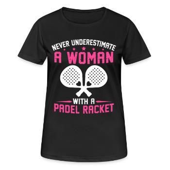 Ne sous-estimez jamais une femme avec une raquette de padel - T-shirt respirant Femme - noir - Devant - AI Model Female 172 light (172cm)