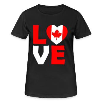 Canada Liebe: Herz mit Ahornblatt - Frauen T-Shirt atmungsaktiv - Schwarz - Vorne - AI Model Female 172 light (172cm)